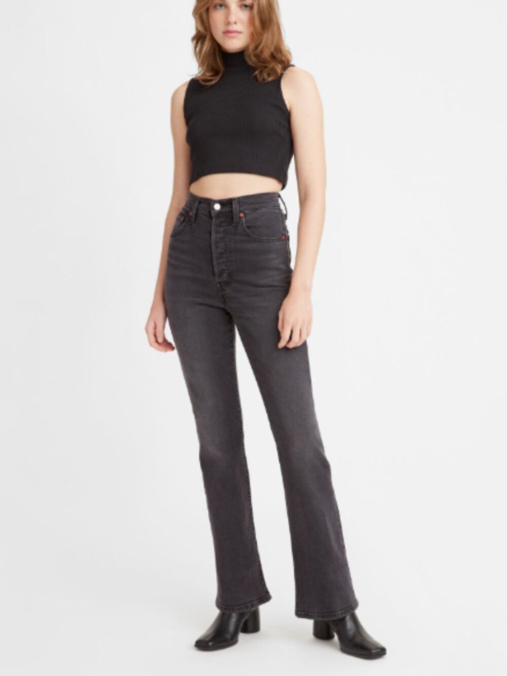 NWT Levi's Ribcage Bootcut Jeans Size 30 Cut and Dry Black
